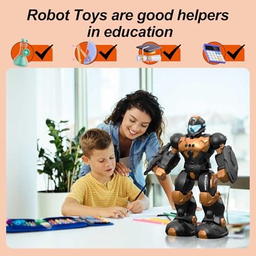 SKERITO Enfants Robot Jouet pour 4 5 6 7 8 9 10 Ans garçons et Filles, Bambin Danse Musique métal Robot, Enfants Programmation télécommande Robot, Cadeau d'anniversaire, Version Mise à Jour