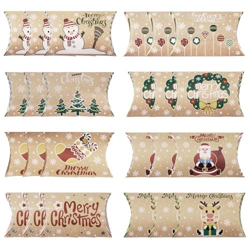 24 Boîtes Cadeaux de Noël en Papier Kraft,Décoration Festive pour Fête, Anniversaire, Calendrier de l'Avent,Fête Noël Anniversaire Décoration de Noël Calendrier de l'Avent