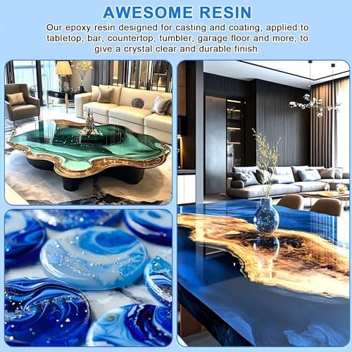SigWong Résine Époxy Transparente 520ml Kit - 1: 1 Ratio Revêtement en résine époxy cristalline pour bois, Artisanat, De l'art, table, fabrication de bijoux, Tables de rivière