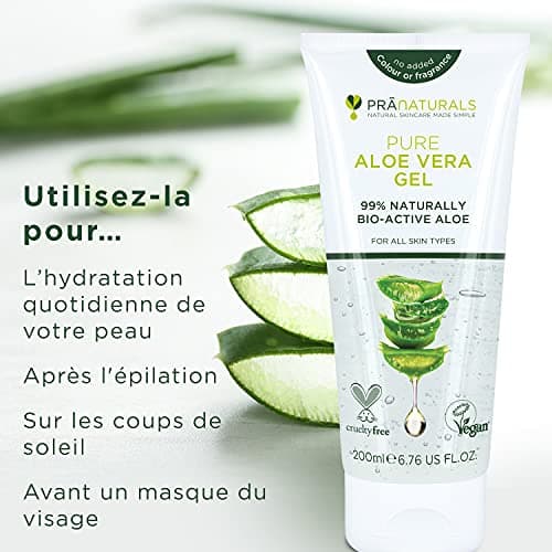 Gel à L’Aloe Vera PraNaturals 200ml Apaisant naturel et hydratant nourrissant (Paquet de 1)
