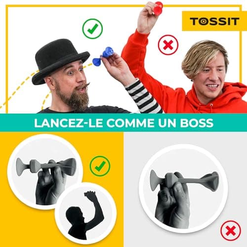 TOSSIT Jeu fléchette Ventouse, pétanque intérieur extérieur pour Sol et Mur, Silicone Puissant et Durable, Bleu Jaune