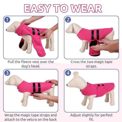 PUZAUKAL Pull pour Petit Chien,Pull-Overs pour Chien et Chat en Polaire Doux Veste Gilet Chien avec Harnais Pull Chaud pour Moyen Grand Chien Rose(XL)