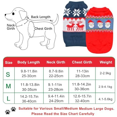 Pull de Noël pour Chien Pull-Overs pour Chiens, Déguisements de Noël Chien et Chat, Sweat pour Chien Pull Polaire Chien, Chaud et Léger, Texture Douce, élastique Facile à Porter, Couleurs Vives