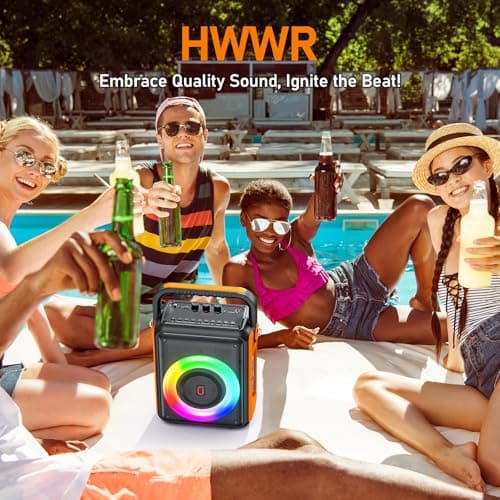 HWWR Machine de Karaoké Adultes et Enfants, Enceinte avec Micro sans Fil, Equipement de Karaoke Supporte TF/USB/AUX/TWS, Réunions Famille for Home Parties/Outdoor Camping/Beach Parties.