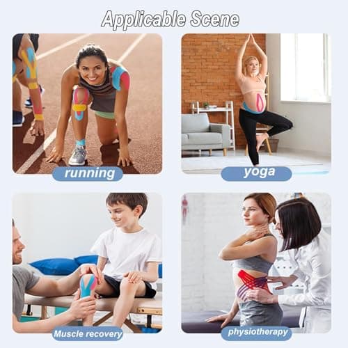 ANAMPION 3 Rouleaux Bande Kinesiologie Precut Style de Vague, 5cm*5m Kinesio Tape pour la Physique, Imperméable Bande Kinesiologie pour Genou, Coude et l'épaule(Noir+Couleur rose+Couleur de peau)
