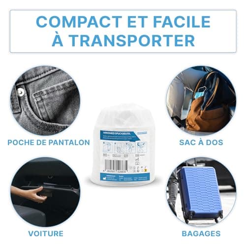 25x ARNOMED Sac à vomi, sacs à vomir en LDPE étanches aux liquides, sacs à vomir avec anneau anti-fuite, sacs à vomir 2000 ml, sac vomi, sac a vomi voiture, sac à vomi voiture enfant, sac vomi