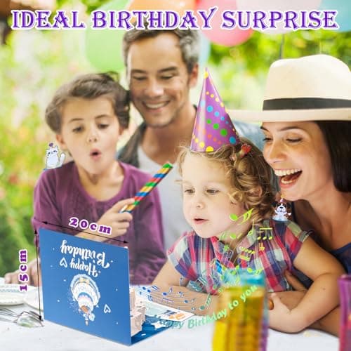 Carte Anniversaire 3D avec Musique et Lumière Woukksy Pop Up Carte d'anniversaire Amusante avec Bougie Anniversaire Soufflable, Kit Cadeau Anniversaire Pour Femme Homme Maman Papa Fille Garcon