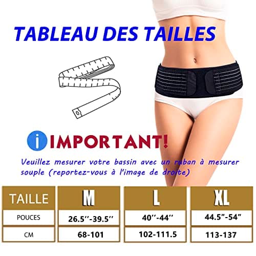 Thx4COPPER Ceinture Lombaire, Ceinture Sacro-iliaque Réglable, pour Support de Pelvienne, Soulage le bas du dos,Soutien pour Sciatique, Stabilise du Lombaire, Femme et Homme- M