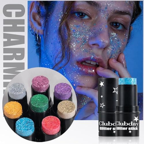 BeauFairy Bâton à Paillettes pour le Corps, 4 PCS, Body Glitter Gel, Paillettes pour le Visage, Mermaid Sequins Glitter, Fluorescent Paillette Visage Chunky Glitter Gel, pour Visage Corps Cheveux, 036