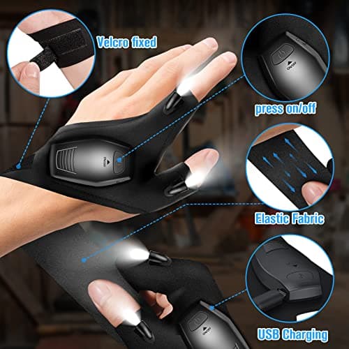 Hinshark Cadeau Homme, Rechargeable Pêche Gants LED Cadeau Anniversaire Homme, Idee Cadeau Homme Original Utile, Cadeau Papa Gadget Insolite Utile, Cadeau Fete des Peres, Idee Cadeau Noel Homme