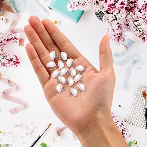 YWNYT Lot de 200 boutons décoratifs en forme de demi-boule en forme de boule en forme de champignon avec tige en métal pour bricolage, couture, vêtements et loisirs créatifs Blanc 10 mm