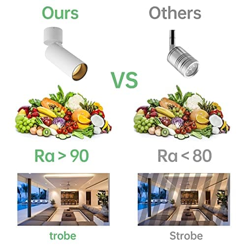 ESOP Spots De Plafond Angle Réglable 350°/90°, Plafonnier LED Spot 5W 500LM 3000K CRI>90 Applique De Plafond, Luminaire Plafonnier Spot LED Pour Salon, Couloir, Hôtels, Restaurants (Blanc)