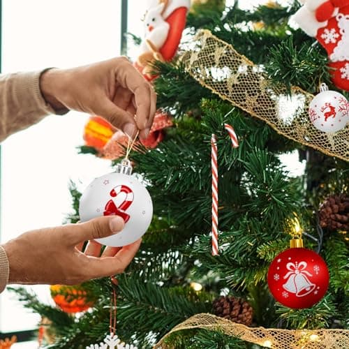 Arbolisse Boule de Noel Decoration Sapin Noel, 16PCS Decoration Noel Sapin, Boule de Noel Blanche et Rouge, Boules de Noël Decoration Noel Interieur