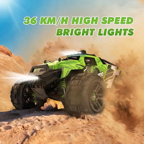 RIAARIO Voiture tout-terrain 1:18, véhicule tout-terrain électrique, 4WD, camion RC étanche 4X4 avec 2 batteries rechargeables