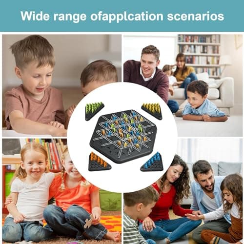 Jeu De Triangle en Chaîne, Jeu De Chevi Lles Interactif,Jeu De Société Peg,Jeu De Triangle en Chaîne Amusantavec 4 Chevi Lles De Couleur Et Élastique Blanc pour Les Réunions De Fami Lle Et Voyages