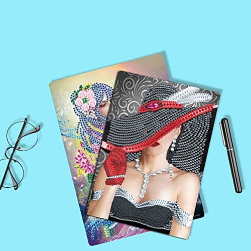 DCIDBEI DIY Cahier d'écriture de Dame en Robe Noir Carnet de peinture au diamant Bloc Note Fournitures Scolaires Rentrée scolaire,Diamond Painting Cadeaux d'anniversaire A5 50 Feuilles100 Pages