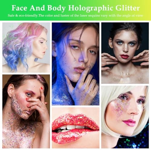 Giantree Festival Paillettes Visage avec 2 Pinceaux à Double Tête en Coton 12 Couleurs Paillettes Déguisement Festif Paillettes Ongles Cheveux Lèvres Corps Christmas Maquillage Glitter (Couleur 1)