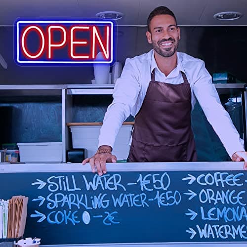 Open Panneau néon LED alimenté par USB avec interrupteur à intensité variable pour bar, club, magasin, restaurant, café, décoration cadeau