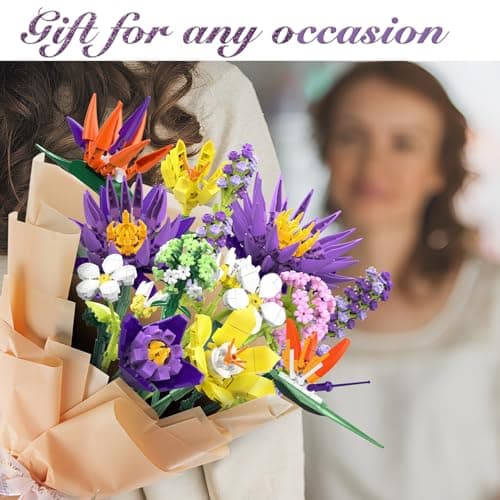Under the Baubles - Set de Construction Fleur Bouquet de Lotus Bleu - Collection Botanique - Cadeau pour Filles et Femmes