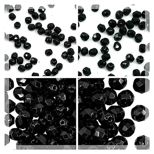 275 pcs Set of Fire Polished Faceted Czech Glass Beads One Color - 3mm, 4mm, 6mm, 8mm (Jet Black 23980)