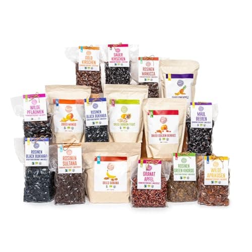 PAKKA - Cerises dorées bio commerce équitable, 500g, séchées au soleil, cerises jaunes sauvages, non huilées, non sucrées, directement des petits producteurs de Samarkand, Ouzbékistan, 500g