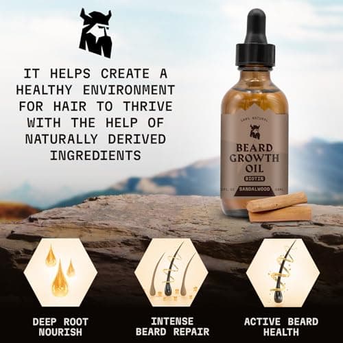Striking Viking Huile de croissance de barbe avec biotine, 2 Fl Oz (1 pièce) (Santal)
