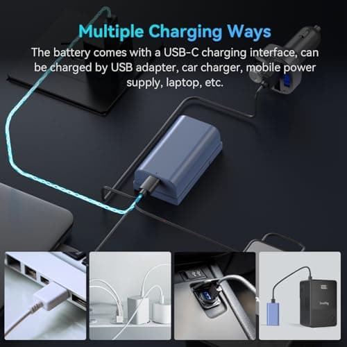SMALLRIG NP-F550 Batterie de Remplacement 3500mAh pour Sony NP-F550 F570 F750 F770 F950 F960 F970, Batterie Rechargeable USB-C à Charge Rapide pour Moniteurs, Lampes Vidéo LED, Caméscopes - 4331