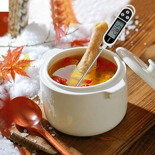 Nutabevr Thermometre Cuisine avec Écran LCD Thermomètre Numérique Digital avec Sonde Longue Haute Précision,Lecture instantané Thermomètre Cuisson,pour BBQ,Huile,Viande,Nouriture,Lait,Vin,Eau Chaude