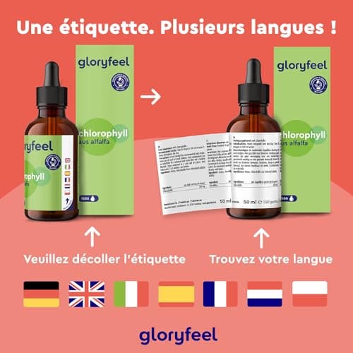 Chlorophylle Liquide de Luzerne 50ml (1500 Gouttes), 200mg de Chlorophylline par Dose, Liquide Sans Alcool, Chlorophylle Pure Liquide, 100% Végétalien et Sans Additifs, Complément Alimentaire