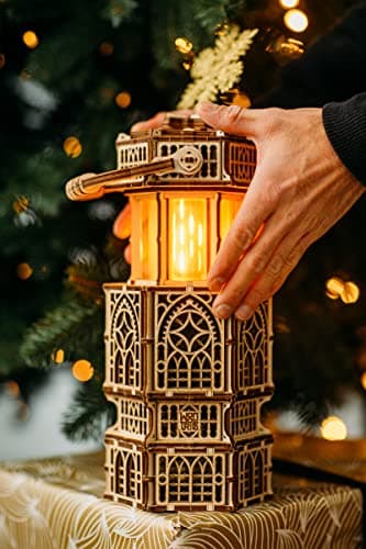 Wood Trick Lanterne Antique éclairée par LED Puzzle 3D en Bois pour Adultes et Enfants - 2 Modes d'éclairage - Bricolage Projet d'ingénierie Modèle 3D mécanique Puzzle pour Adultes