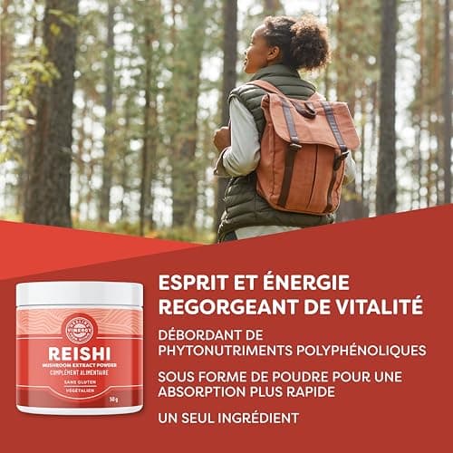 Vimergy Poudre de Champignon Reishi, 33 Portions – Extrait de Champignon Reishi Poudre –Végétalien – Formulé sans Agents Anti-Agglomérants, Additifs, Arômes ou Sucre – Sans OGM et sans Gluten (50 g)