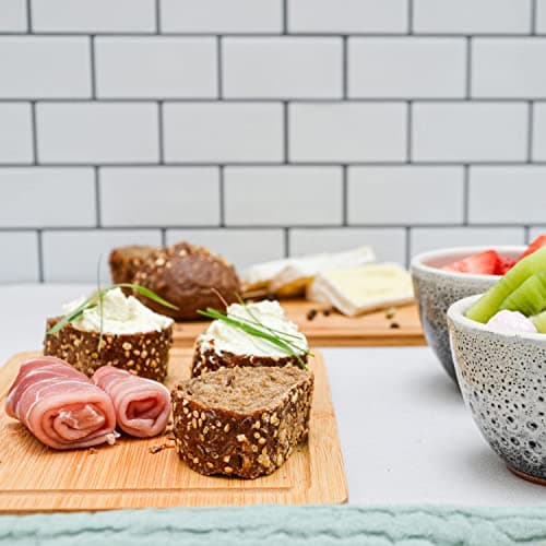 DuneDesign Lot de 6 : Petite Planche a Decouper - 22x15 Planche Aperitif Bois - Planche Petit Dejeuner Petite Planche de Bois - Planche a Charcuterie Apero - Planche à Découper Bambou Planche Bois