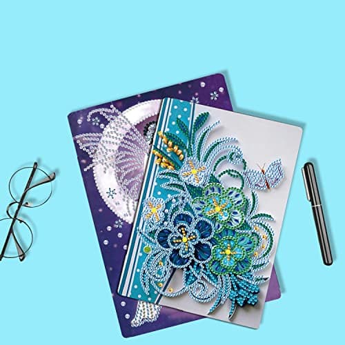 Cahiers de Peinture au Diamant A5 Livre de Journal Diamond Painting d'artisanat au Diamant Fleurs pour Adultes Carnet de Notes A5 Carnet de Croquis Filles A5 Peinture par Numéros Loisirs pour Enfants