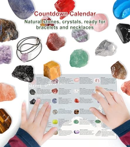 Calendrier de l'Avent 2024 pierre precieuse, Calendrier de l'Avent Enfant et Fossile pour Filles Garçons Cadeau de Noël