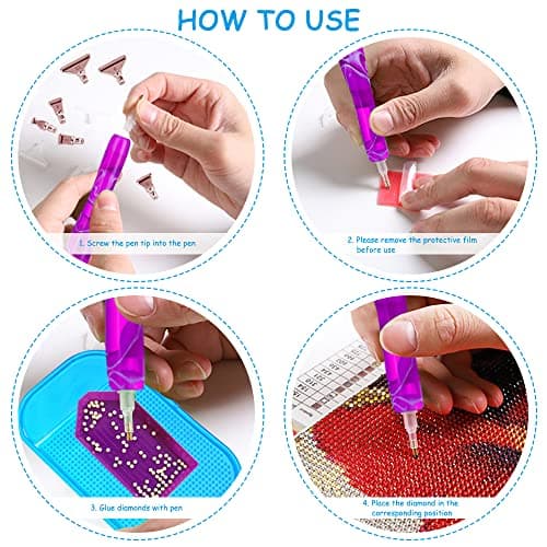 SENHAI Lot de 45 stylos pour peinture diamant - Pointes en acier inoxydable et plastique - Accessoires personnalisés pour peinture diamant 5D
