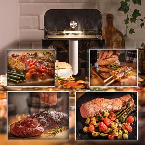Cecotec Airfryer Cecofry Smokin' Duo 6000. Friteuse sans Huile, 6L Double Résistance, 2000W, 2 en 1: dorer et fumer, 13 menus, température réglable, écran tactile multifonctionnel.