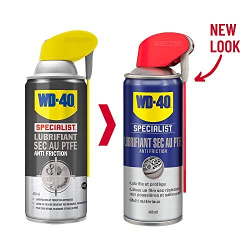 WD-40 Specialist • Lubrifiant Sec Au PTFE • Spray Double Position • Anti Friction • Lubrifie en laissant un film sec • Compatible tous métaux, plastique et verre • 400 ML • Lot de 2 , blanc