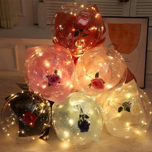 15 Pièces Ballon Lumineux, 20 Pouces Ballon Transparent, Ballon Transparent A Remplir Avec 10 Guirlandes Lumineuse, Helium Pour Ballon Pour NoëL, Mariage, Anniversaire, Saint-Valentin