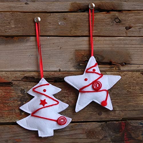FEPITO 4 rouleaux de 6 mm de ruban de satin rouge et ruban de ruban de Noël blanc et vert (25 mètres/rouleau x 4 rouleaux)