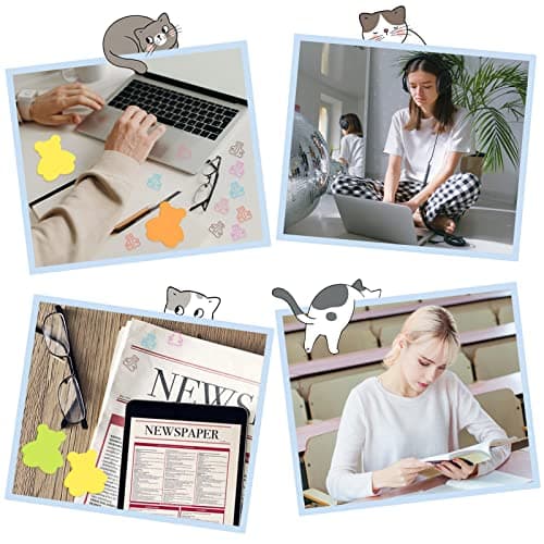 Molain Mignon Animal Notes Autocollantes avec Trombones, Dessin Animé Ours Autocollant Notes Index Onglets Animaux Forme Marqueurs Drapeaux Bloc-Notes 7 Pack 210 Feuilles