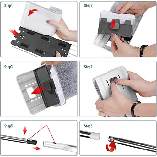 Masthome Balai Microfibre et Seau Essoreur, Serpillère Microfibre Plat avec Manche en 140 cm et 10 Tampons en Microfibre Réutilisables, Balai Serpillière pour Nettoyage Tous Types de Sols - Blanc