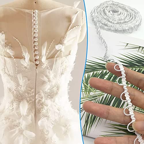 DHER Boutonnière Élastique Élastique avec Boutonnière 9 m Boutonnière Cordon Élastique Boucle Élastique pour Collier Femme, Ornement de Boutonnière en Dentelle Extensible Extensible de Mariage (#2)