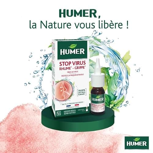 Humer - Spray Nasal Stop Virus Prévention Rhume Et Grippe 99,99 pourcent des Virus Éliminés 15 ml, Blanc, 15 ml (Lot de 1)