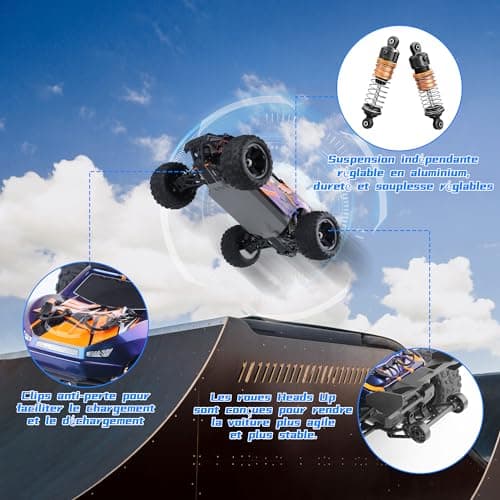 Herenear Voiture Télécommandée, 1/14 40 Km/h Voiture Télécommandée Tout Terrain, Voiture Radiocommandée Adulte, 2,4 GHz Monster Truck Telecommande, Voiture Rc Electrique Jouet pour Adultes et Enfants