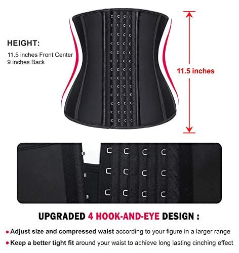 YIANNA Corset Minceur Femme Ventre Plat 4 Crochets Sport Gaine Amincissante Waist Trainer Serre Taille Bustier Amincissant Body Gainant Noir,11788 Size 3XL