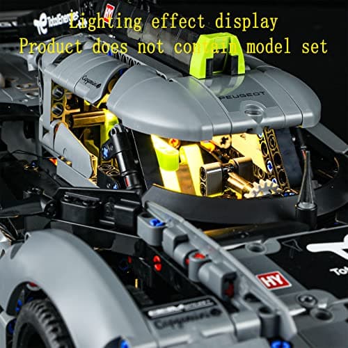 GEAMENT Jeu De Lumières Compatible avec Lego Peugeot 9X8 24H Le Mans Hybrid Hypercar - Kit D'éclairage LED pour Technic 42156 (Modèle de Bloc Non Inclus)