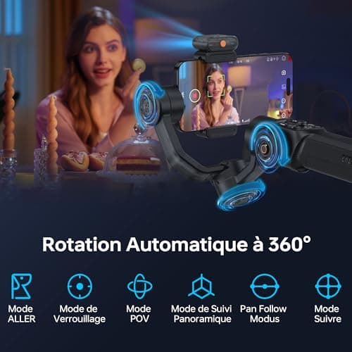 ZHIYUN Smooth-5S AI Combo[Officiel] Stabilisateur Smartphone, Handy Gimbal à 3 Axes, avec Trépied, AI Tracker, Stabilisateur Téléphone Portable, pour Vlog, Youtube, TikTok