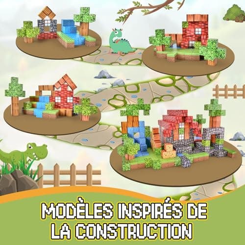 Ulikey Bloc Minecraft Aimanté, 80 Pièces Construction Magnetique Enfant 2.5CM Jeux de Construction Magnétique Forêt Cube Magnétique pour Enfants 3 4 5 6 7 8 9 10 Ans (Aventure en Forêt)