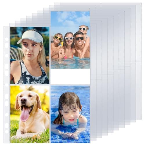 30 Pack 240 Pochettes Photo A4, Pochette Transparente pour Reliure à Anneaux 2/3/4, 4 Compartiments, Protège Page Photo Double Face, Pages de Recharge pour Album Photo,Pochettes Photos A6 (105x153 mm)