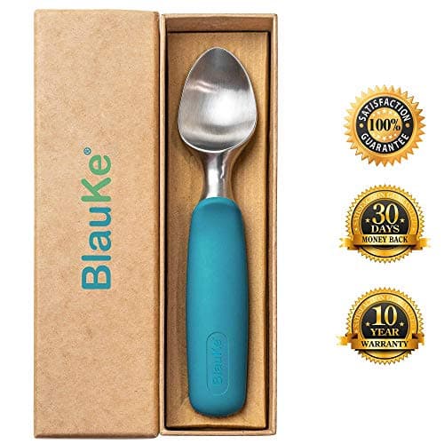 BlauKe® Cuillère à Glace en Acier Inoxydable avec Poignée Antidérapante Confortable – Cuillère Pelle à Crème Glacée Professionnelle – Sorbetiere Bouleuse Portionneuse à Glace – Idée Cadeau